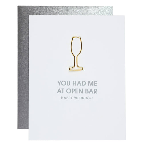 Chez Gagné - Open Bar Wedding Letterpress Paper Clip Card - FOX Avenue