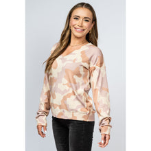Load image into Gallery viewer, Camo Print V Neck Sweater
