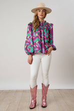 Load image into Gallery viewer, Sentinel Smocked Abstract Blouse
