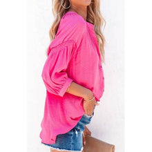 Load image into Gallery viewer, Think Pink Dotted Shirring Blouse: Pink / M - FOX Avenue
