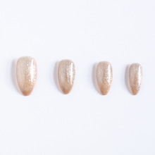 Load image into Gallery viewer, Velvet Trendy Champagne Cat Eye Glitter Press-On Nails Set
