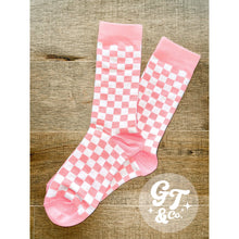 Load image into Gallery viewer, Checkered Crew Socks: One Size / Light Pink

