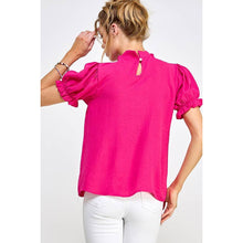 Load image into Gallery viewer, The Amber Hot Pink Mock Neck Blouse
