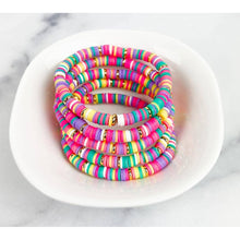 Load image into Gallery viewer, Pink Multi Rainbow Bracelet 8 inch Gold Barrel
