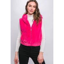 Load image into Gallery viewer, The Whitney Pink Plush Hooded Zip Up Vest
