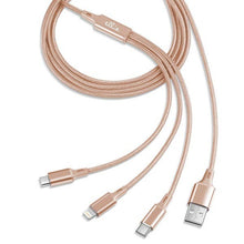 Load image into Gallery viewer, 3-in-1 Charging Cable 6 Ft Nylon - Gold
