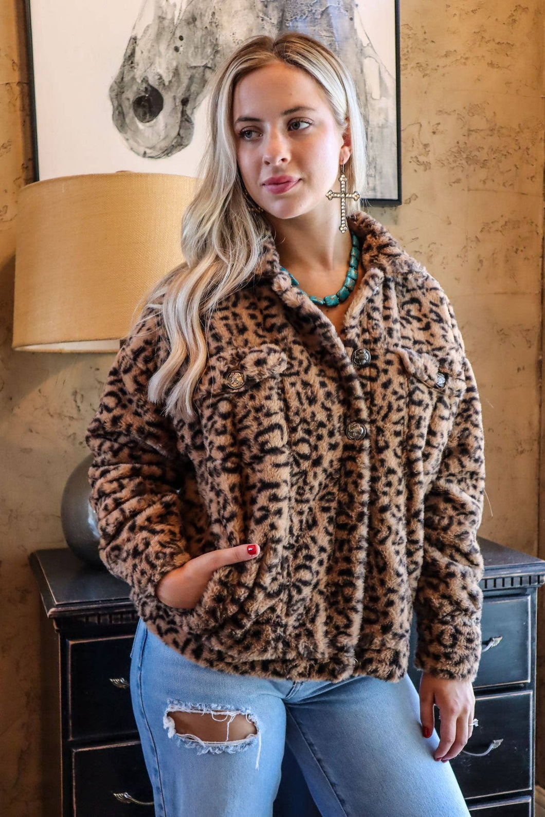 Noelle Leopard Sherpa Jacket