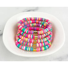 Load image into Gallery viewer, Pink Multi Rainbow Bracelet 8 inch Gold Barrel
