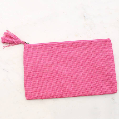 Jute Cosmetic Bag Hot Pink - FOX Avenue