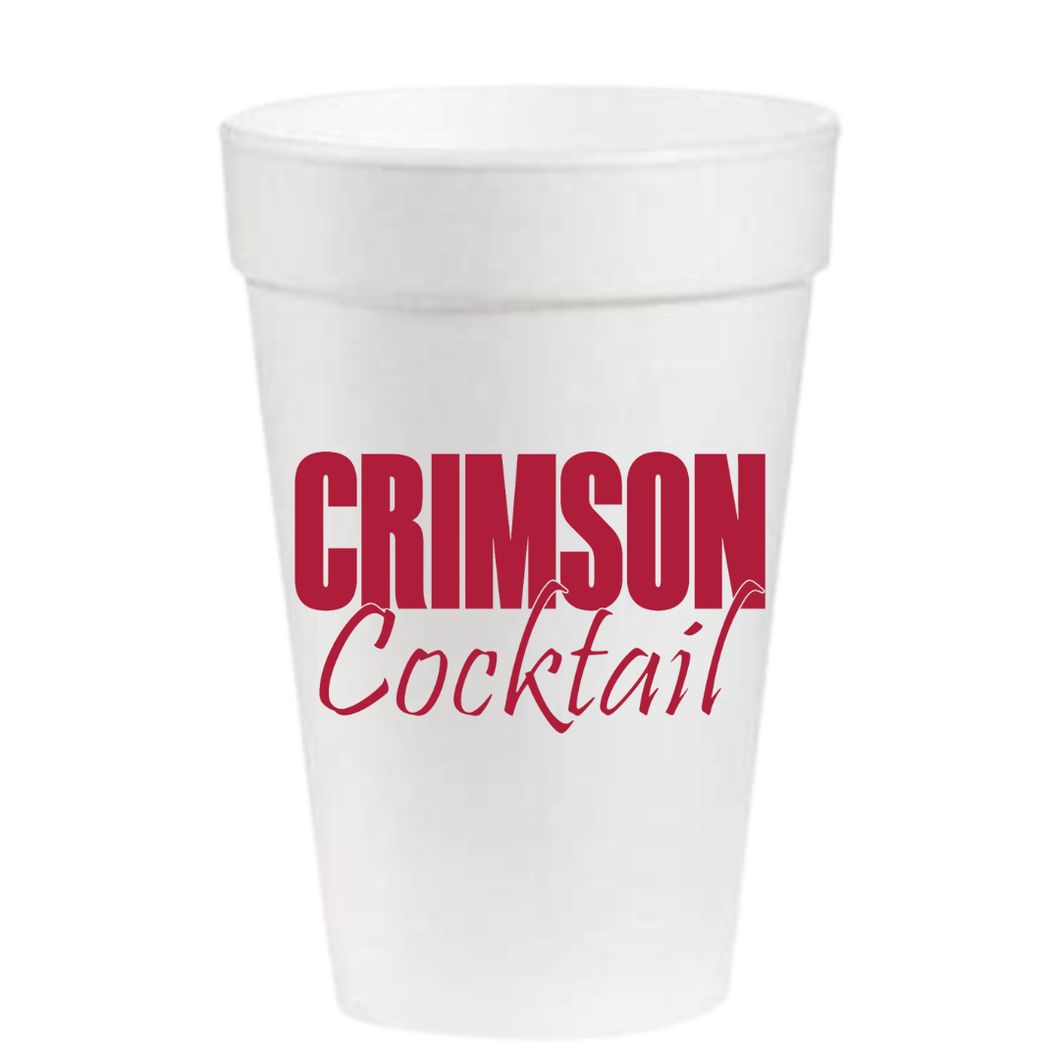 Alabama Crimson Cocktail- 16oz Styrofoam Cups: Red