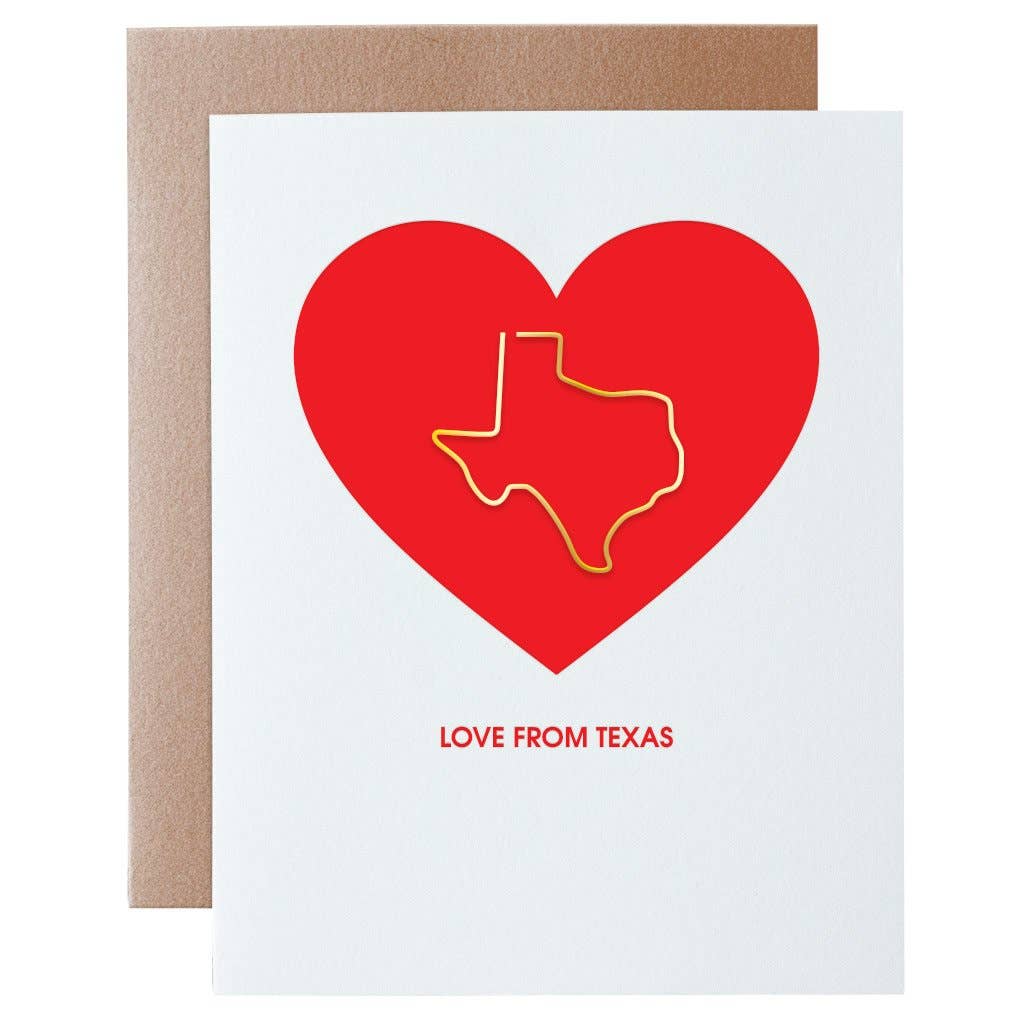 Chez Gagné - Love From Texas Paper Clip Letterpress Card - FOX Avenue