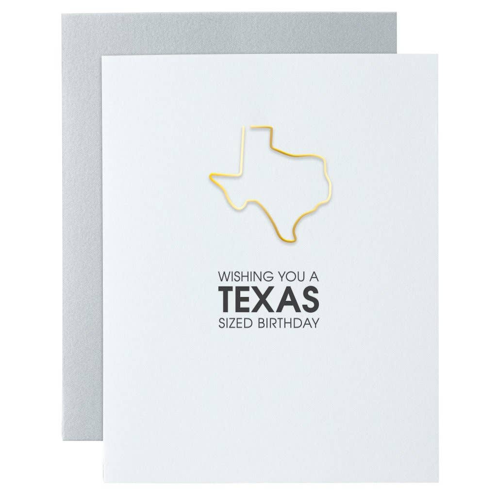Chez Gagné - Texas Sized Birthday Paper Clip Letterpress Card - FOX Avenue