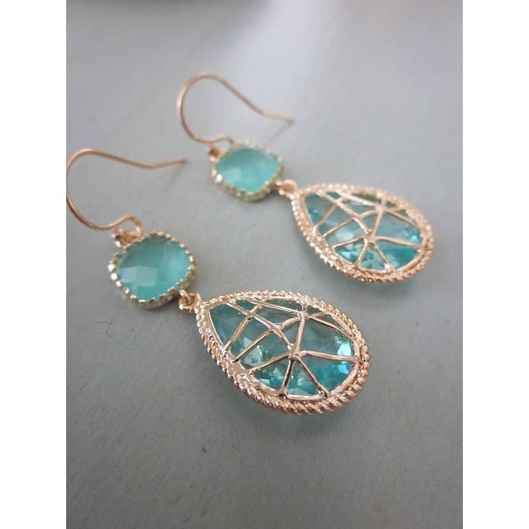 Aquamarine Blue Twisted Design Earrings - FOX Avenue