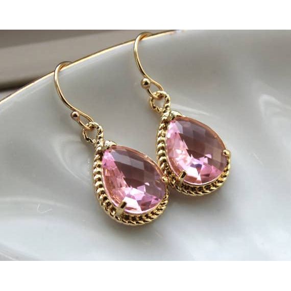 Light Pink Gold Blush Teardrop Earrings - FOX Avenue
