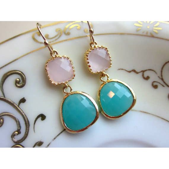 Pink Opal Earrings Aqua Blue - FOX Avenue