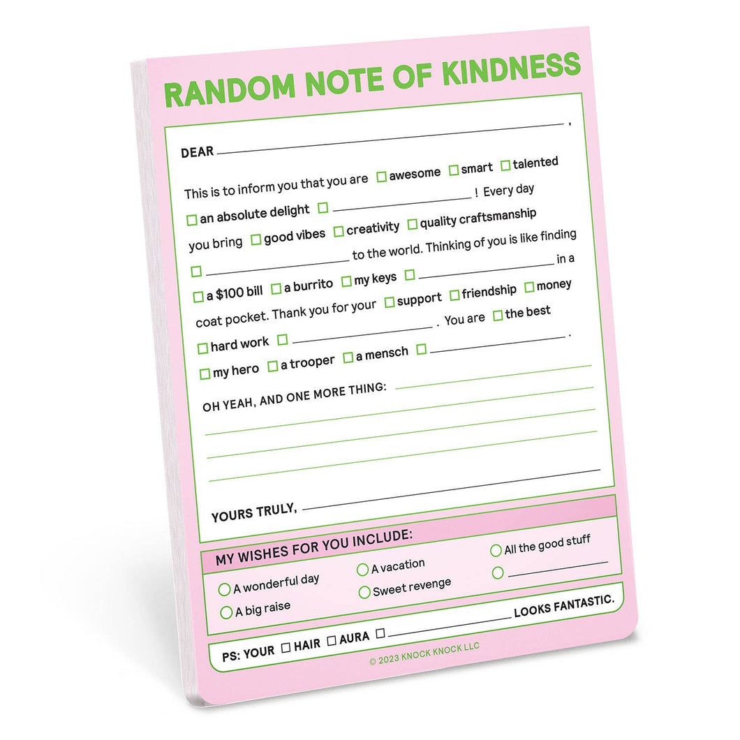 Knock Knock - Random Note of Kindness Nifty Note Pad (Pastel Version) - FOX Avenue