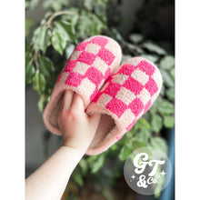Load image into Gallery viewer, Pink Checkered Slippers
