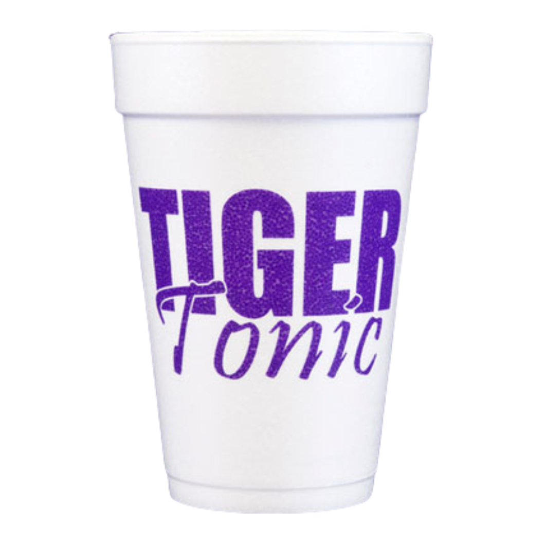 LSU Tiger Tonic- 16oz Styrofoam Cups: Purple