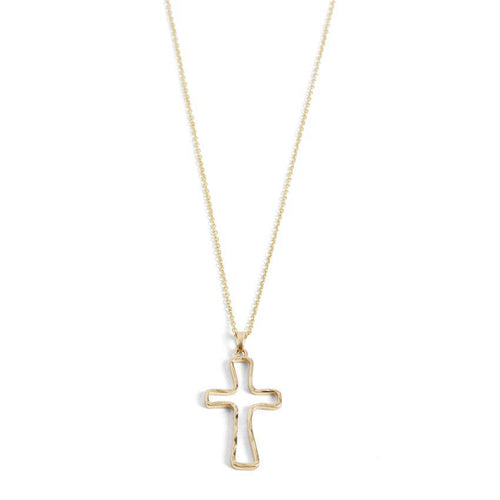 Whispers - Gold Hollow Cross Necklace - FOX Avenue