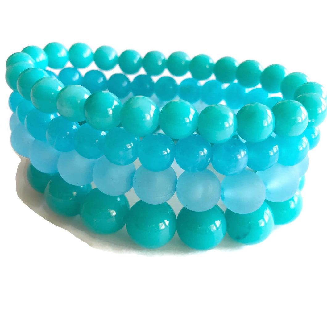 Leetie Lovendale - Turquoise and Aqua Blue Mix Stack & Stretch Bracelets Set - FOX Avenue