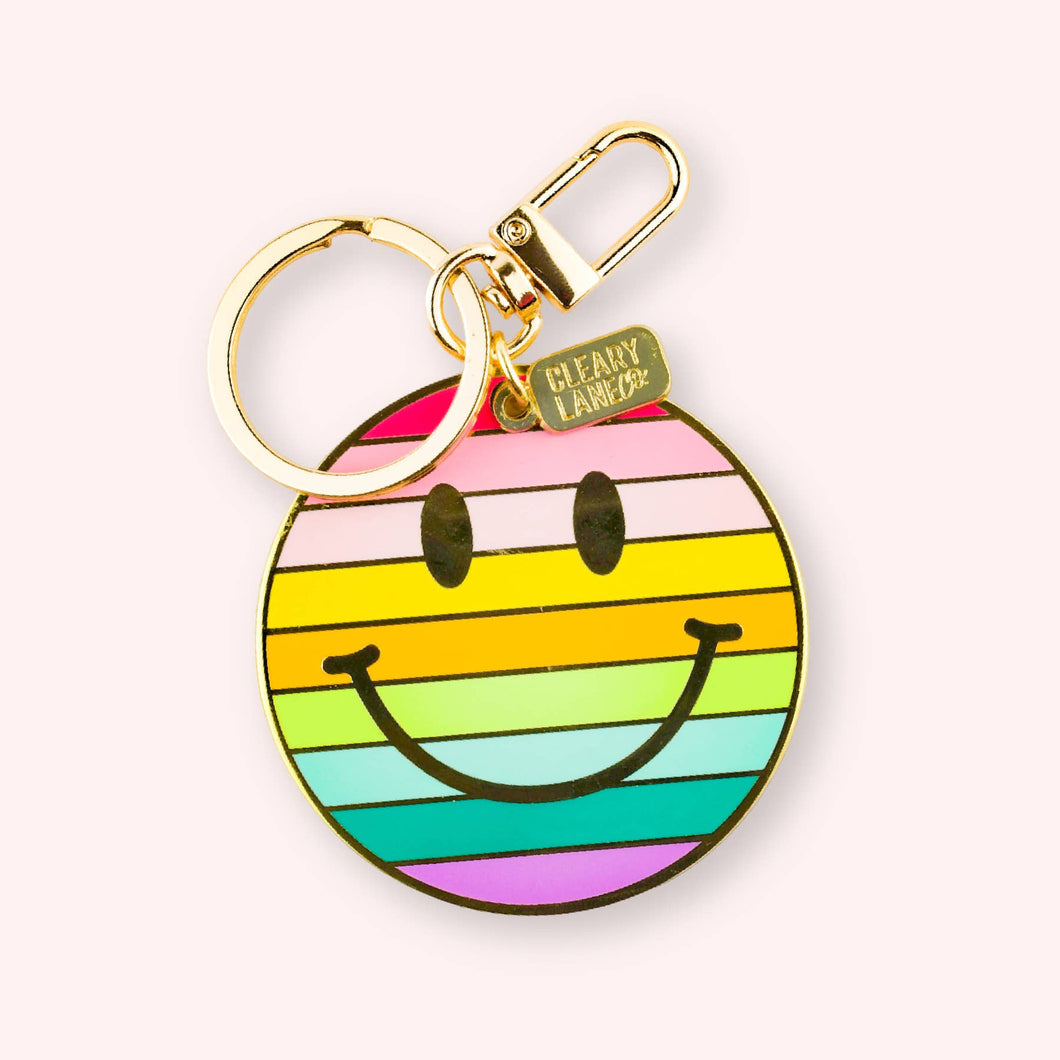 Smiley Face Rainbow Enamel Keychain - FOX Avenue