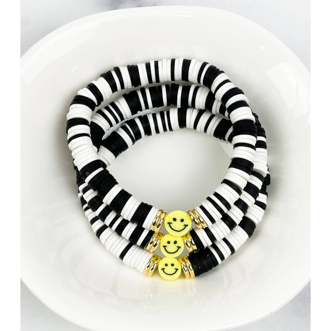 Black & White Smiley Face Bracelet