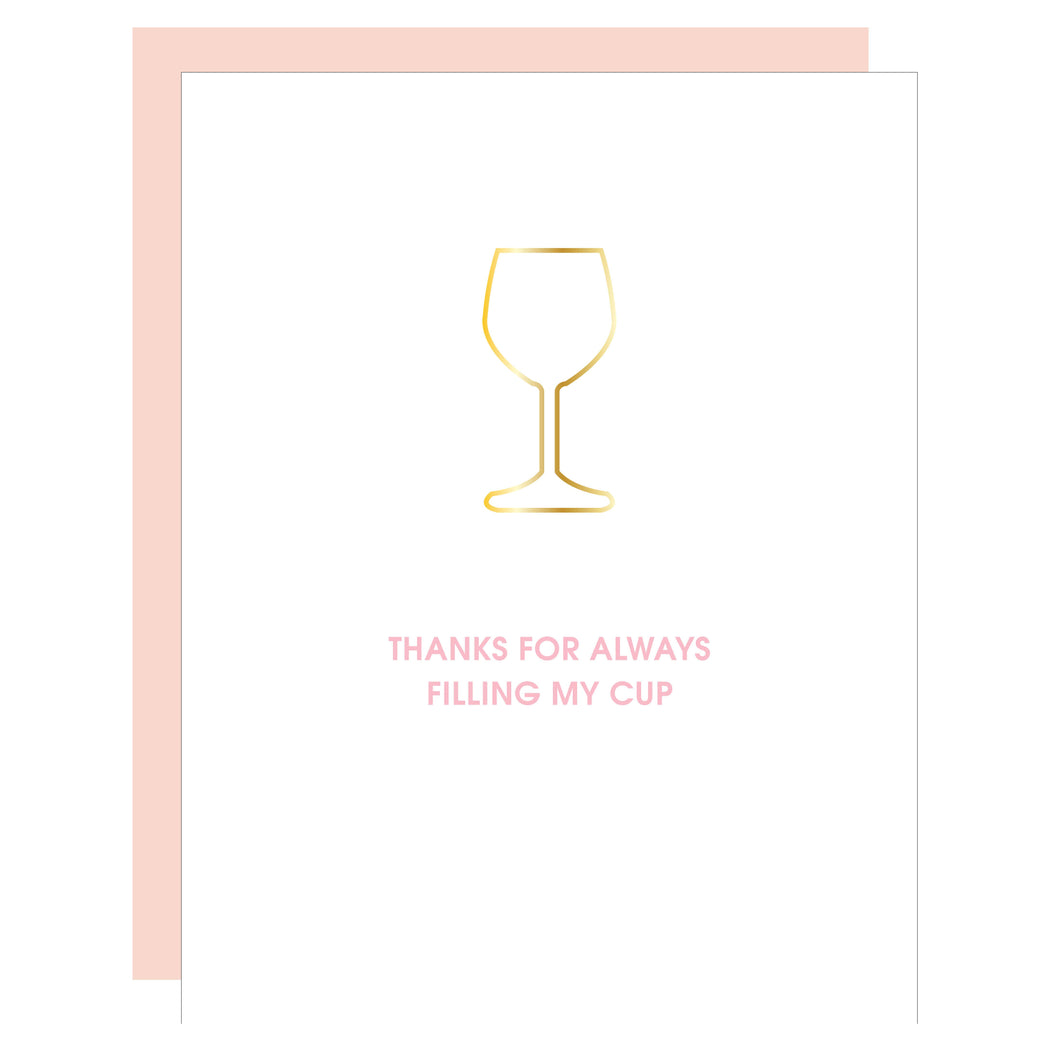 Chez Gagné - Filling My Cup Wine Glass Paper Clip Letterpress Card - FOX Avenue