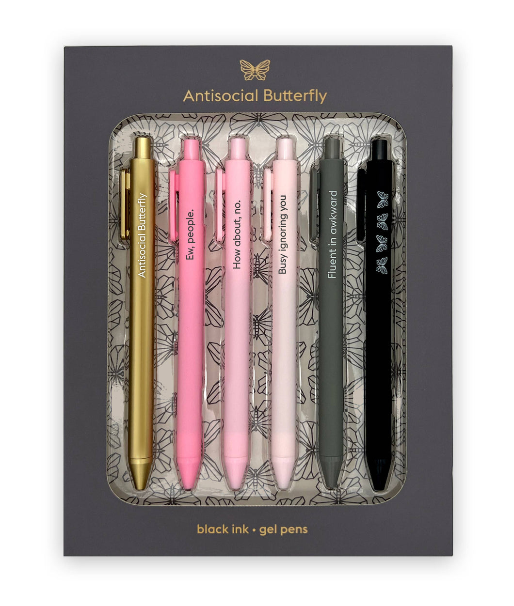 Antisocial Butterfly Quotable Gel Pen Set