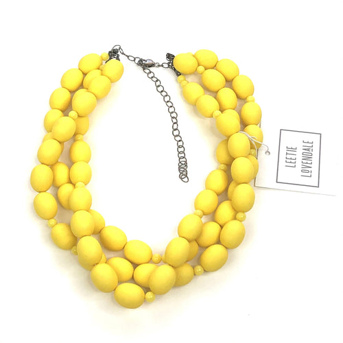 Leetie Lovendale - Yellow Matte Oval Cluster Beaded Morgan Necklace - FOX Avenue
