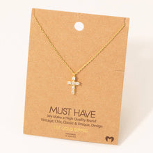 Load image into Gallery viewer, Gold Rhinestone Cross Pendant Necklace
