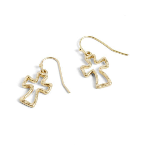 Whispers - Gold Hollow Cross Earrings - FOX Avenue