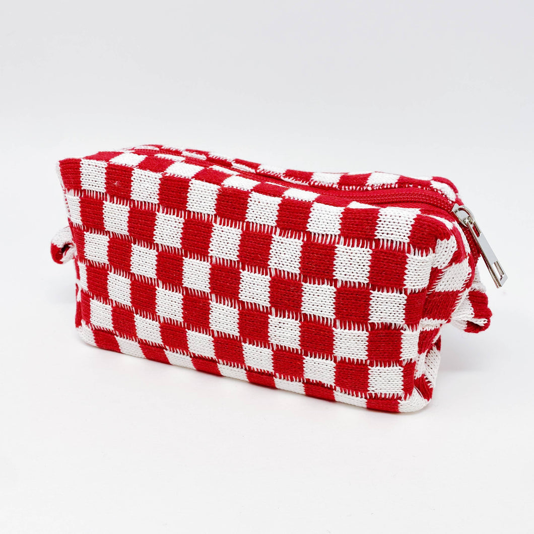 Check Yourself Cosmetic Bag: Red White