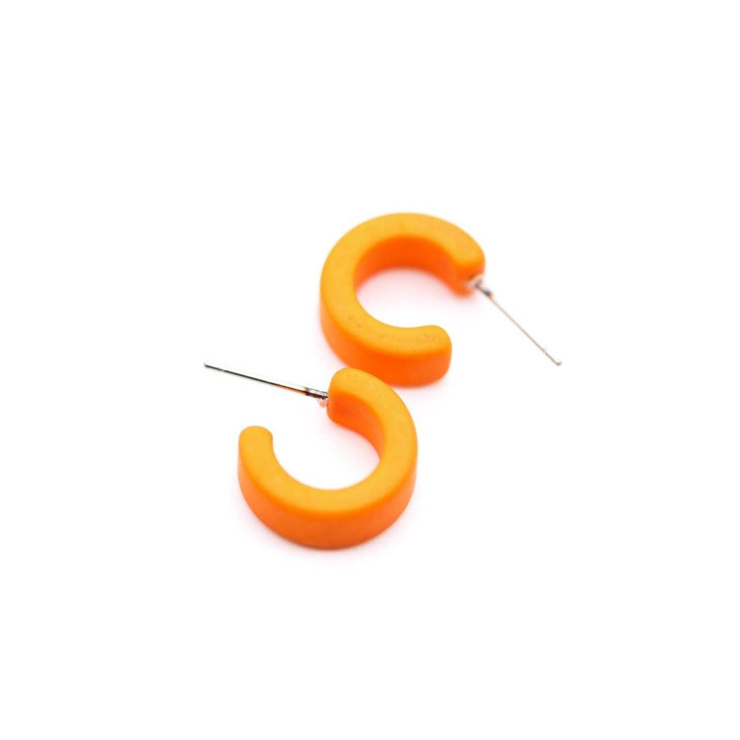 Sun Orange Matte Mini Hugger Hoop Earrings - FOX Avenue