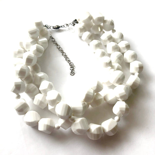 White Faceted Bead Necklace