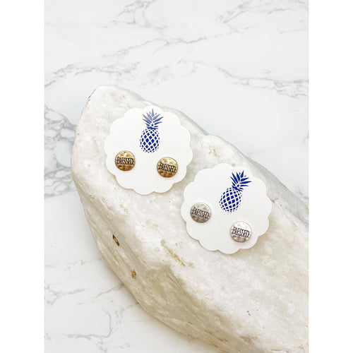 Prep Obsessed Wholesale - 'Blessed' Sentiment Stud Earrings - FOX Avenue