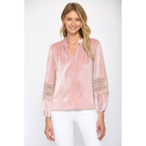 FATE - LACE TRIM VELVET BLOUSE (FT7300) - FOX Avenue