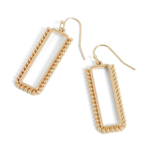 Whispers - Studded Rectangle Drop Earrings - Gold - FOX Avenue