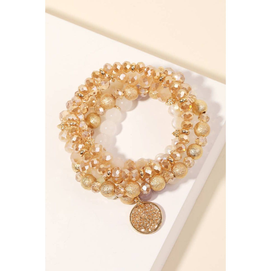Gold Assorted Multi Bead Stackable Bracelet Set