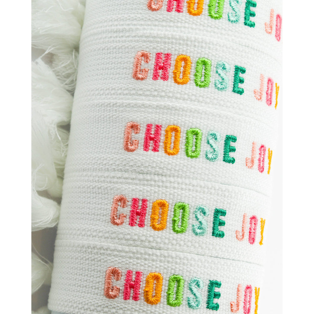 Colorful Embroidered Bracelets White | Choose Joy