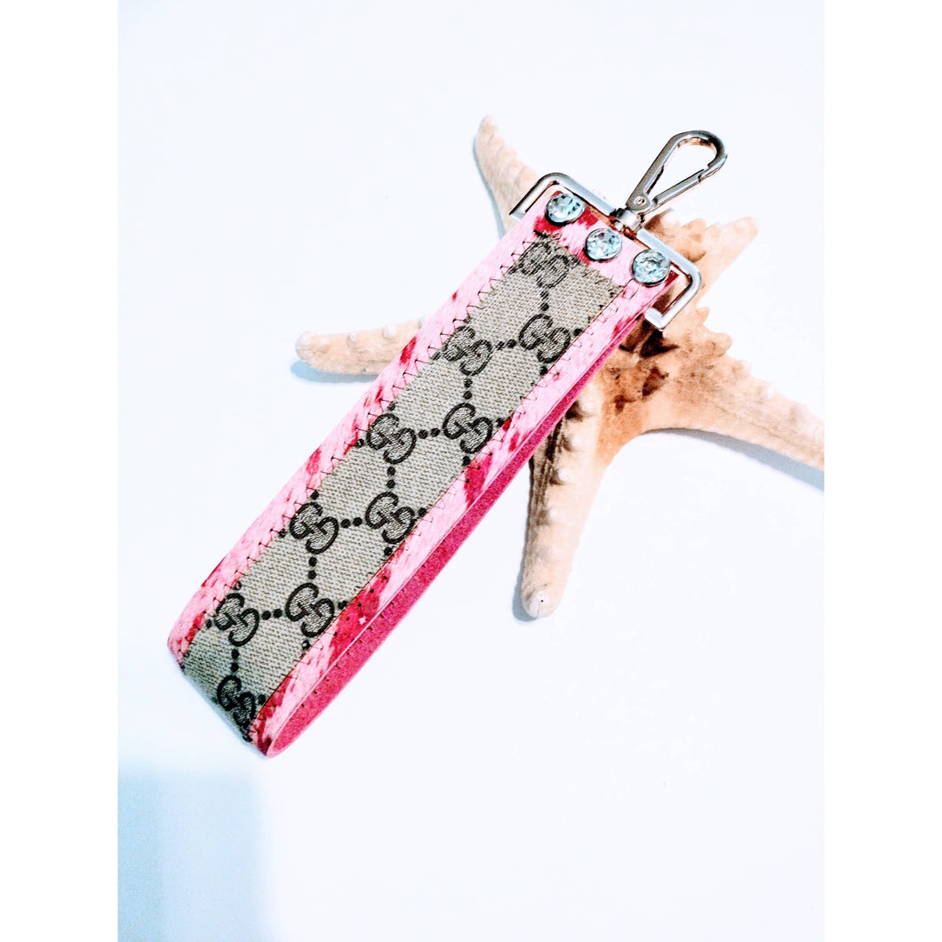 Upcycled Gucci Hot Pink Keychain