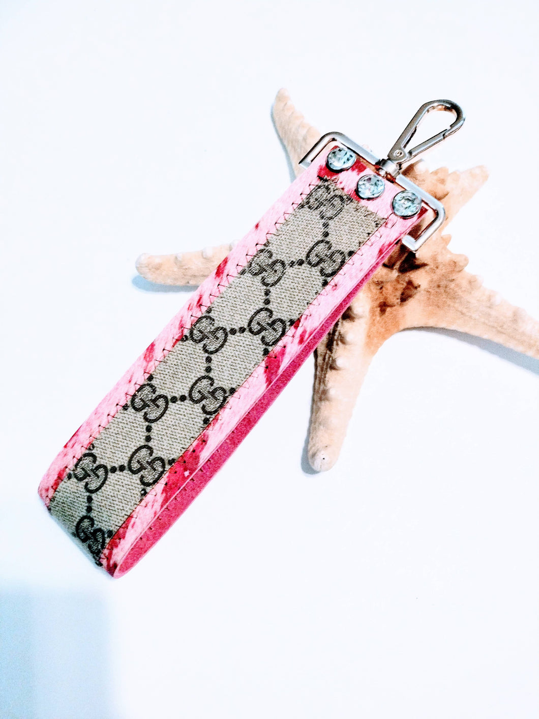 Upcycled Gucci Hot Pink Keychain
